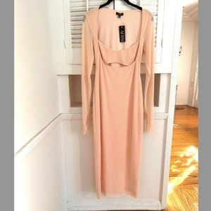 NWT AFRM Light Pink Long Sleeved Mesh dress with Cutout - Size Small